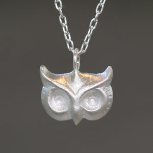 Owl Necklace in Sterling Silver necklaces,animal owl-necklace-in-sterling-silver 16",17",18"