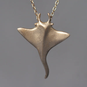 Manta Ray Pendant Necklace in 14k Gold animal,necklaces,ocean manta-ray-pendant-necklace-in-14k-gold 18",20",22"