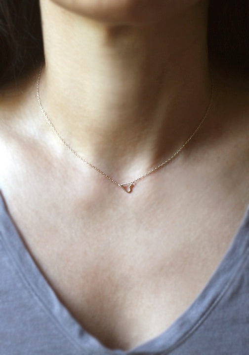 Small Diamond Heart Necklace 14K Yellow Gold