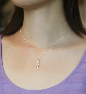 Long Seed Pendant Necklace in Sterling Silver necklaces, seed long-rice-pendant-necklace-in-sterling-silver 18",20",22",16"