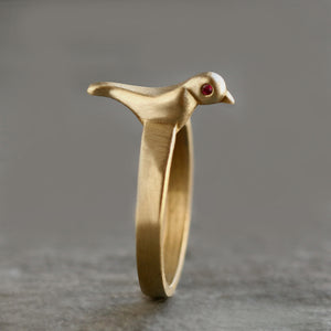 Bird Ring in Brass with Rubies animal,rings bird-ring-in-brass-with-rubies 5,5.5,6,6.5,7,7.5,8