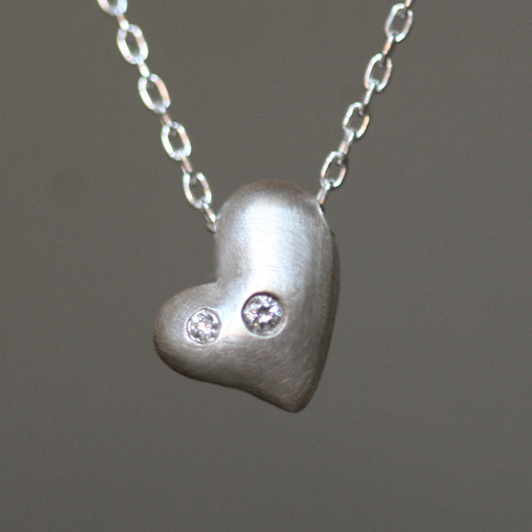 Tiffany & Co Platinum Diamond Heart Love Mini Pendant Necklace