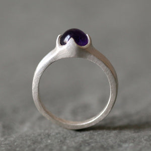 Banded Cab Ring in Sterling Silver with Amethyst nature/organic,rings banded-cab-ring-in-sterling-silver-with-amethyst 4.5,5,5.5,6,6.5,7,7.5,8
