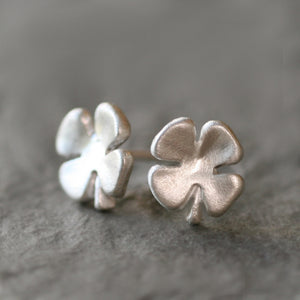 Small Four Leaf Clover Stud Earrings in Sterling Silver earrings,symbols,Luck for Sale small-four-leaf-clover-stud-earrings-in-sterling-silver Default Title