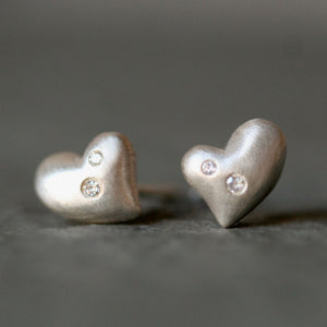 Puffy Heart Stud Earrings in Sterling Silver with Diamonds hearts,earrings,wedding puffy-heart-stud-earrings-in-sterling-silver-with-diamonds Default Title