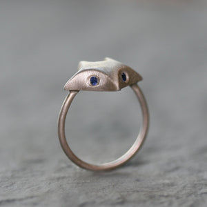 Large Fox Ring in Sterling Silver with Sapphires animal,rings large-fox-ring-in-sterling-silver-with-sapphires 4,4.5,5,5.5,6,6.5,7,7.5,8,8.5,9