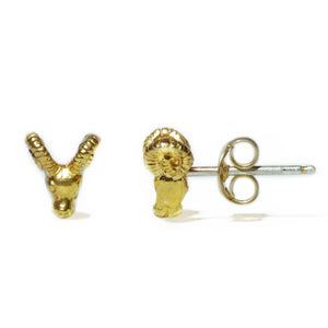 Ram Stud Earrings in 18K Gold Plate Year of the Ram,animal,earrings ram-stud-earrings-in-18k-gold-plate Default Title
