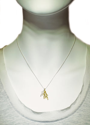 Small Triple Branch Necklace in 18K Gold Plate and Sterling Silver necklaces,nature/organic tiny-triple-branch-necklace-in-18k-gold-plate-and-sterling-silver 16",17",18"