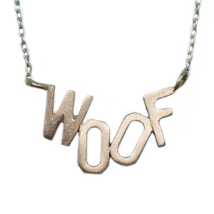 WOOF Necklace in 10K Gold and Sterling Silver animal,necklaces,NEW Woof and Meow woof-necklace-in-10k-gold-and-sterling-silver 16" / Yellow,16" / Pink,17" / Yellow,17" / Pink,18" / Yellow,18" / Pink,15" / Yellow,15" / Pink