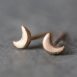 Tiny Moon Stud Earrings in 14k Gold earrings,symbols tiny-moon-stud-earrings-in-14k-gold 14K Yellow,14K White