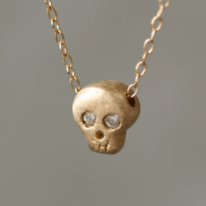Baby Skull Necklace in 14K Gold with Diamonds necklaces,skulls,HALLOWEEN baby-skull-necklace-in-14k-gold-with-diamonds 14K Yellow / 16",14K Yellow / 17",14K Yellow / 18",14K White / 16",14K White / 17",14K White / 18"