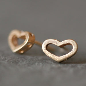 Open Heart Stud Earrings with Holes in 14k Gold earrings,hearts open-heart-stud-earrings-with-holes-in-14k-gold 14K Yellow Gold,14K White Gold