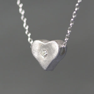 Curved Heart Necklace in Sterling Silver with Diamond hearts,necklaces curved-heart-necklace-in-sterling-silver-with-diamond 16",17",18"