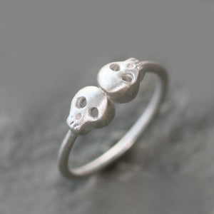 Double Baby Skull Ring in Sterling Silver rings,HALLOWEEN,skulls double-baby-skull-ring-in-sterling-silver 4,4.5,5,5.5,6,6.5,7,7.5,8,8.5,9