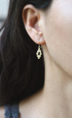 Diamond Shaped Dangle Earrings in 14k Gold with 4 Diamonds nature/organic,earrings,wedding diamond-shaped-dangle-earrings-in-14k-gold-with-4-diamonds 14K Yellow,14K White