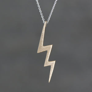 Long Lightening Bolt Necklace in Brass with Sterling Silver Chain necklaces,symbols long-lightning-bolt-necklace-in-brass-with-sterling-silver-chain 16",17",18"