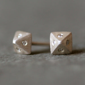 Low Pyramid Stud Earrings in Sterling Silver with 8 Diamonds nuts, bolts, studs,earrings,geometric low-pyramid-stud-earrings-in-sterling-silver-with-8-diamonds Default Title