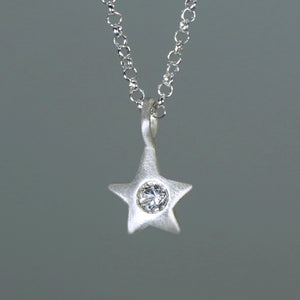 Star Necklace in Sterling Silver with White Sapphire