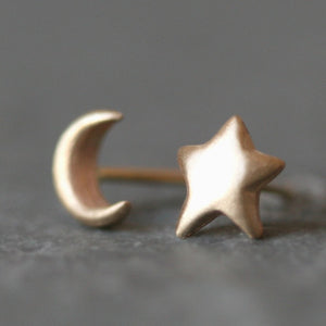 Moon and Star Stud Earrings in 14k Gold symbols,earrings moon-and-star-stud-earrings-in-14k-gold 14K Yellow,14K Pink,14K White