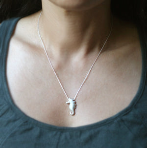 Seahorse Necklace in Sterling Silver ocean,necklaces,animal seahorse-necklace-in-sterling-silver 18",20",16"