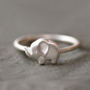 Side Elephant Ring in Sterling Silver with Diamond Eye animal,rings side-elephant-ring-in-sterling-silver-with-diamond-eye 4,4.5,5,5.5,6,6.5,7,7.5,8,8.5,9