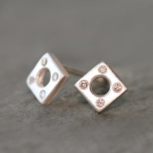 Square Stud Earrings Sterling Silver with Diamonds nuts, bolts, studs,earrings square-stud-earrings-sterling-silver-with-diamonds Default Title