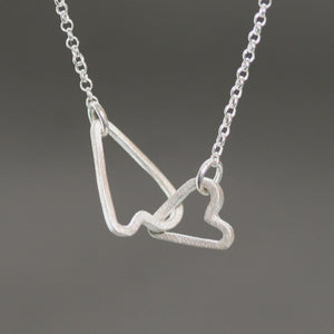 Double Sideways Heart Necklace in Sterling Silver hearts,necklaces double-sideways-heart-necklace-in-sterling-silver 16",17",18"