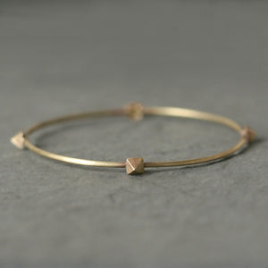 Low Pyramid Bangle in Brass nuts, bolts, studs,bracelets,geometric low-pyramid-bangle-in-brass 2.5" Diameter,2.65" Diameter