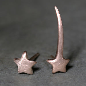 Mismatched Shooting Star Ear Climber and Star Stud Earrings in 10k Gold earrings,shooting star mismatched-shooting-star-ear-climber-and-star-stud-earrings-in-10k-gold 10K Yellow,10K Pink