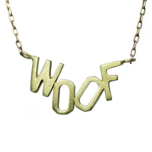 WOOF Necklace in Brass with Gold Fill Chain animal,necklaces,NEW Woof and Meow woof-necklace-in-brass-with-gold-fill-chain 16",17",18",15"