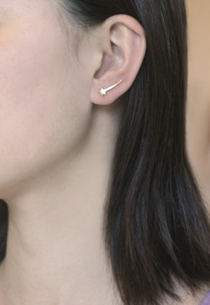 Mismatched Shooting Star Ear Climber and Star Stud Earrings in Brass earrings,shooting star mismatched-shooting-star-ear-climber-and-star-stud-earrings-in-brass For Right Ear,For Left Ear