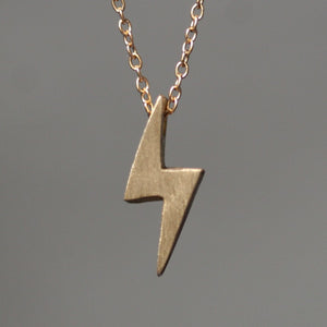 Lightning Bolt Necklace in Brass with Gold Filled Chain symbols,necklaces lightning-bolt-necklace-in-brass-with-gold-filled-chain 16",17",18"