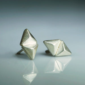 Double Triangle Pyramid Stud Earrings double-triangle-pyramid-stud-earrings Sterling Silver,10K Yellow Gold