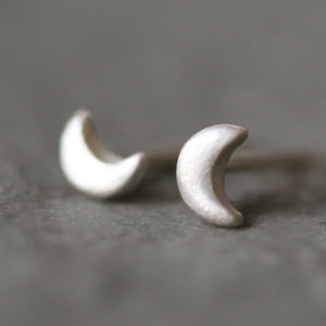 Tiny Moon Stud Earrings in Sterling Silver symbols,earrings tiny-moon-stud-earrings-in-sterling-silver Default Title