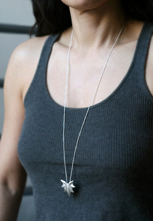 Thorny Leaf Necklace in Sterling Silver necklaces,nature/organic thorny-leaf-necklace-in-sterling-silver 28",30",32"