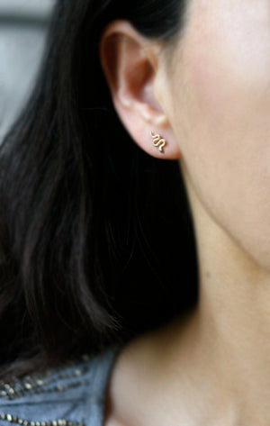Mini Mismatched Snake Stud Earrings in 14K Gold animal,earrings mini-mismatched-snake-stud-earrings-in-14k-gold 14K Yellow,14K White