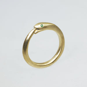 Ouroboros Snake Ring in Brass or Bronze with Gemstones