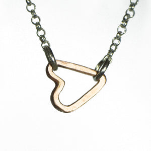 Tiny Sideways Heart Necklace in 14K Gold with Silver or Gold Chain