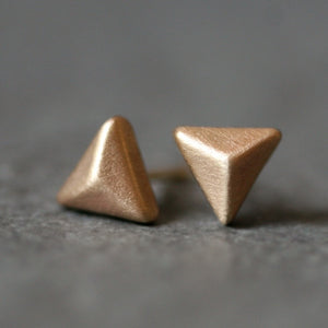 Triangle Pyramid Stud Earrings in 14K Gold earrings,geometric triangle-pyramid-stud-earrings-in-14k-gold 14K Yellow,14K White