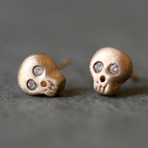 Baby Skull Earrings in 14K Gold with Gemstones skulls,earrings,HALLOWEEN baby-skull-earrings-in-14k-gold-with-diamonds 14K Yellow with Diamonds
