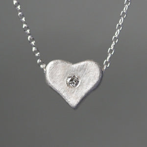 Curved Heart Necklace in Sterling Silver with Diamond hearts,necklaces curved-heart-necklace-in-sterling-silver-with-diamond 16",17",18"