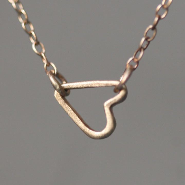Tiny Sideways Heart Necklace in 14K Gold with Silver or Gold