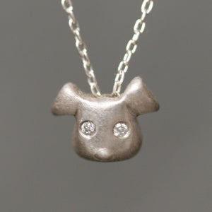 Puppy Necklace in Sterling Silver with Diamonds necklaces,animal puppy-necklace-in-sterling-silver-with-diamonds 16",17",18"
