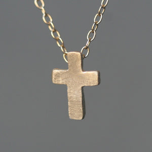 Small Cross Necklace in 14k Gold necklaces,symbols small-cross-necklace-in-14k-gold 16" / 14K Yellow,17" / 14K Yellow,18" / 14K Yellow,16" / 14K White,17" / 14K White,18" / 14K White
