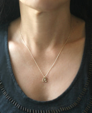 Double Block Letter Initial Necklace in 14k Gold initials,necklaces double-block-letter-initial-necklace-in-14k-gold 15",16",17",18"