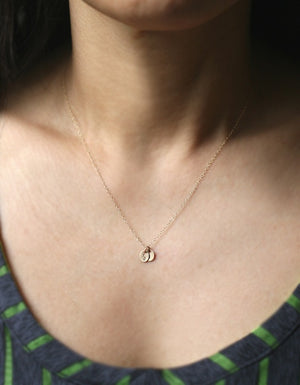 Double Tiny Oval Initial Necklace in 14k Gold necklaces,initials double-tiny-oval-initial-necklace-in-14k-gold 15",16",17",18"