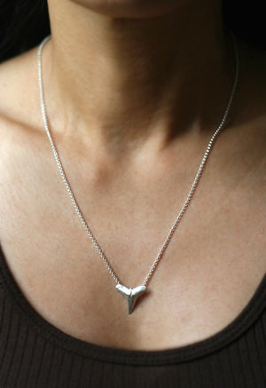 Large Shark Tooth Necklace in Sterling Silver for men,ocean,necklaces,animal large-shark-tooth-necklace-in-sterling-silver 18",20",22"