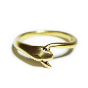 Snake Tail Ring in 18K Gold Plate with Red CZ rings,animal snake-tail-ring-in-18k-gold-plate-with-cz 6,7
