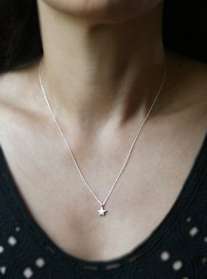 Star Necklace in Sterling Silver symbols,necklaces star-necklace-in-sterling-silver 16",17",18"