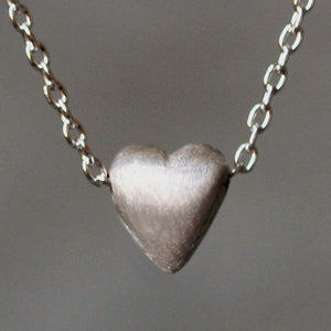Tiny Puffy Heart Necklace in Sterling Silver necklaces,hearts tiny-puffy-heart-necklace-in-sterling-silver 16",17",18"